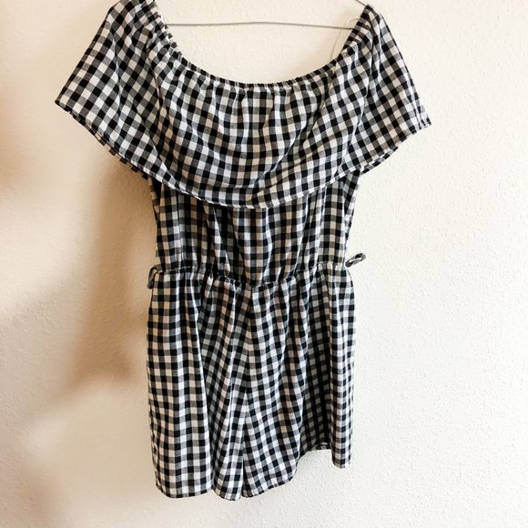 HYFVE Gingham Off The Shoulder Romper Size Large - Picture 3 of 8